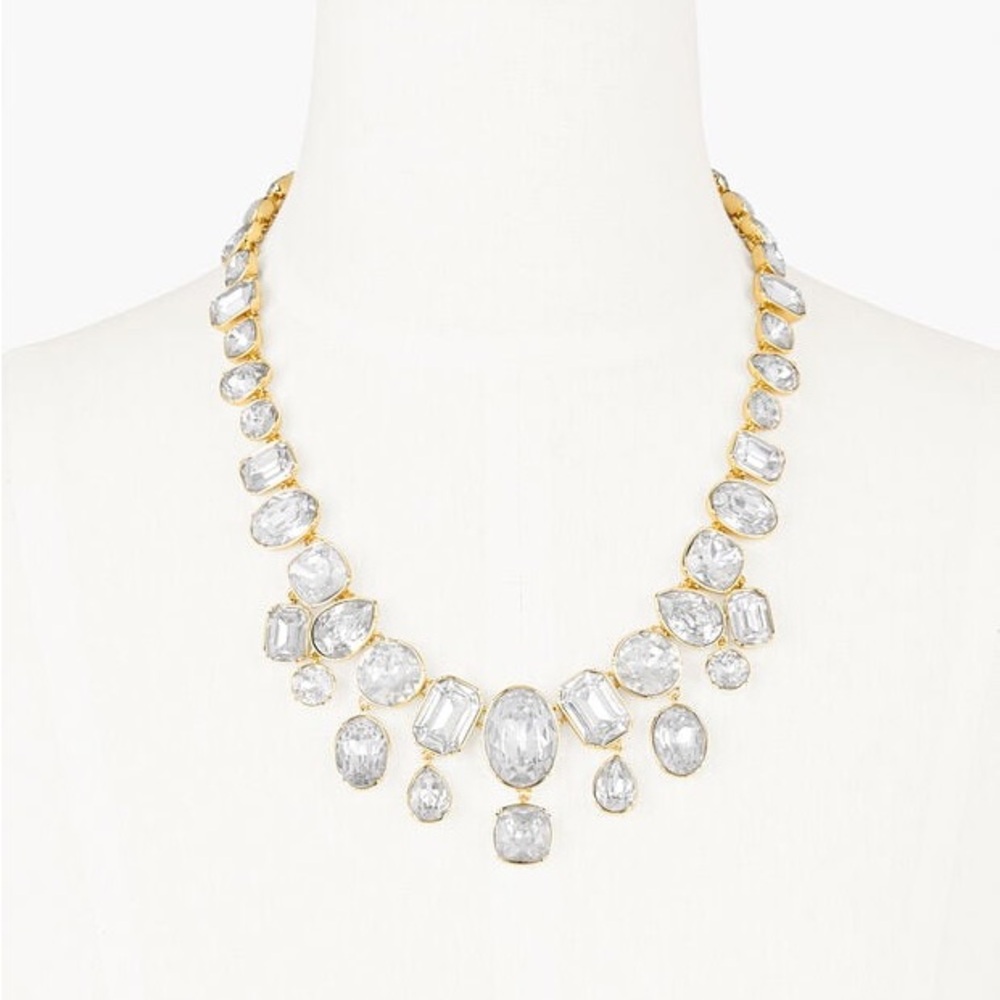 Talbots Gold Tone Crystal Statement Necklace | Co… - image 1